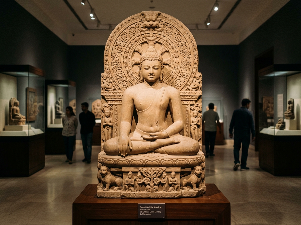 Sarnath Seated Buddha Stele Replica
